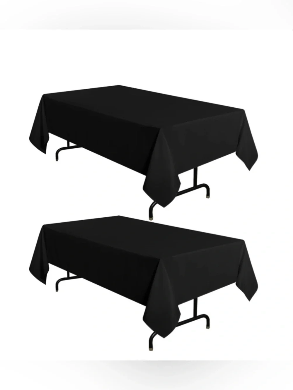 2/$26 BLACK Polyester Tablecloth Washable Reusable RECTANGULAR 60x120” (2-pack)